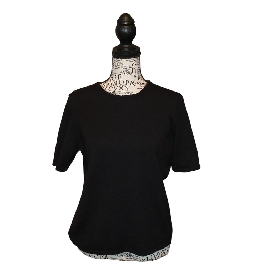 Vtg Saks Fifth Women's Medium Cashmere Sweater Short Sleeve Everyday Career Soft